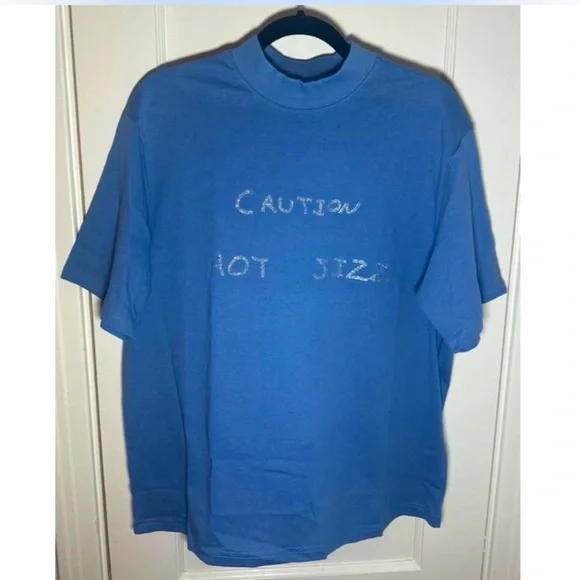 Fashion Brand Company “Caution Hot Jizz” Mock Neck Tee - Picture 2 of 8